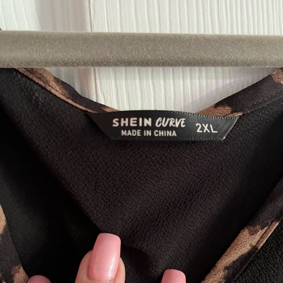 BNWOT BLACK MIDI LENGTH DRESS WITH LEOPARD PRINT FROM SHEIN - Picture 2 of 3